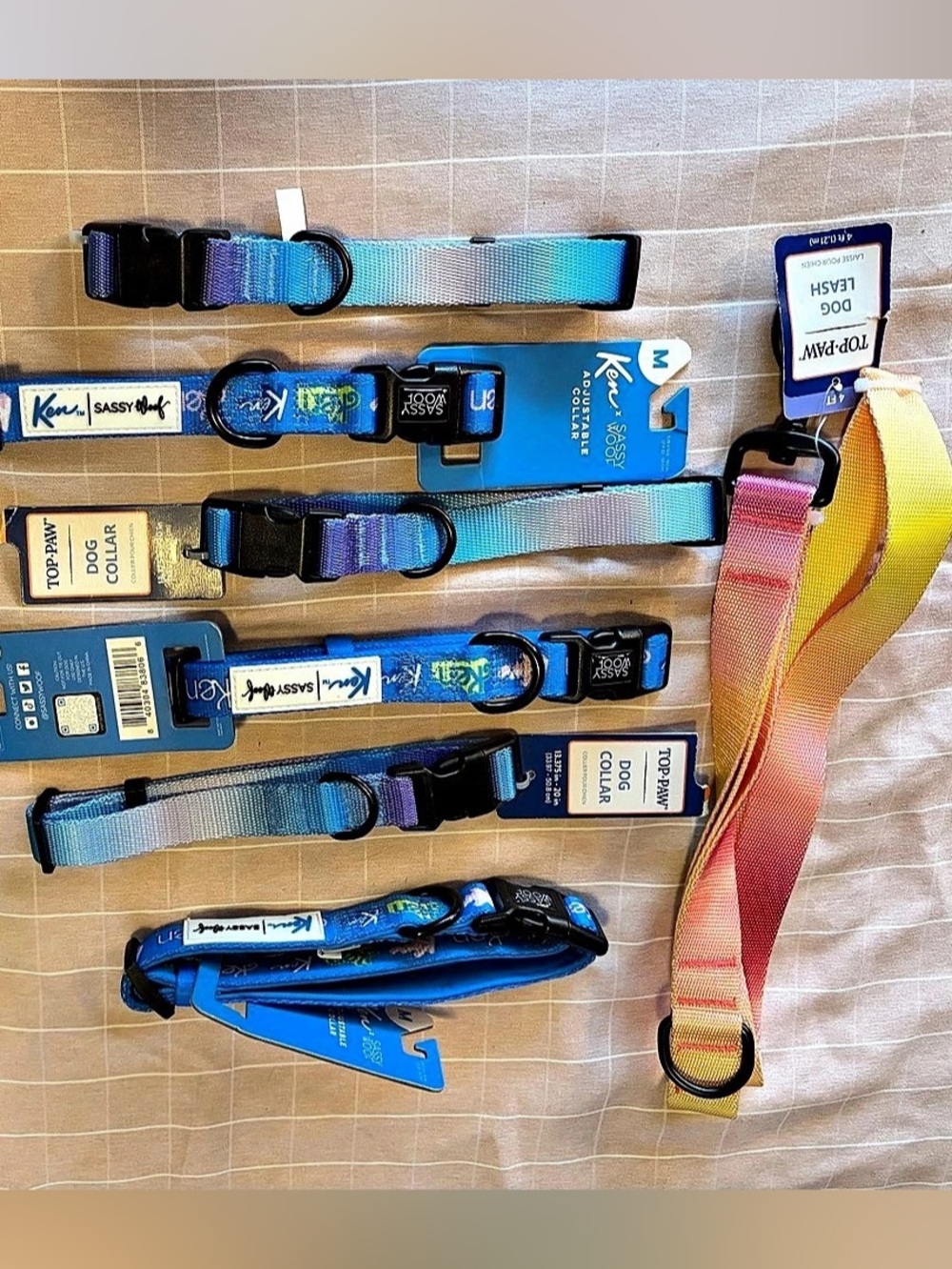 Sassy woof and top paw medium dog collars and leashes assortment
